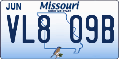 MO license plate VL8O9B