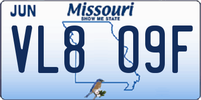 MO license plate VL8O9F
