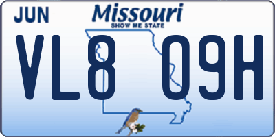 MO license plate VL8O9H