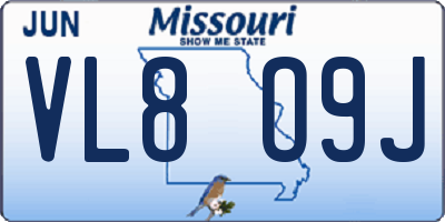 MO license plate VL8O9J