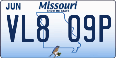 MO license plate VL8O9P