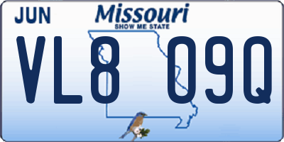 MO license plate VL8O9Q