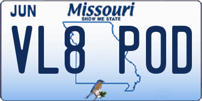 MO license plate VL8P0D
