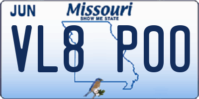 MO license plate VL8P0O
