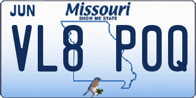 MO license plate VL8P0Q
