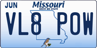 MO license plate VL8P0W