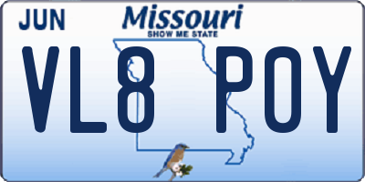 MO license plate VL8P0Y