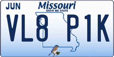 MO license plate VL8P1K