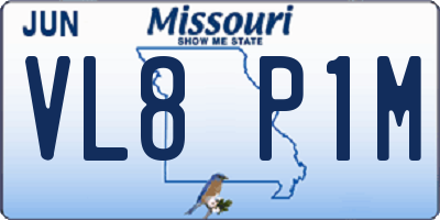 MO license plate VL8P1M
