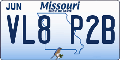 MO license plate VL8P2B