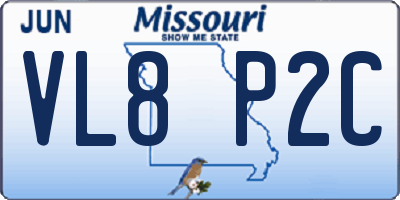 MO license plate VL8P2C