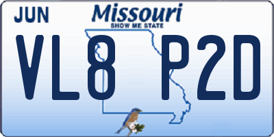 MO license plate VL8P2D