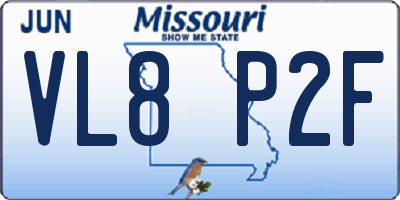 MO license plate VL8P2F