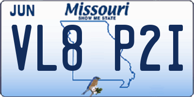 MO license plate VL8P2I