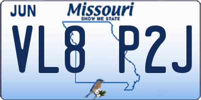 MO license plate VL8P2J