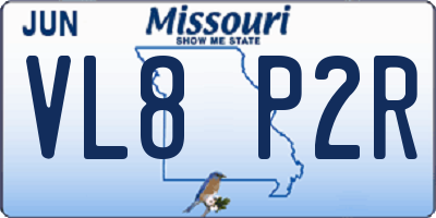 MO license plate VL8P2R