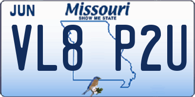 MO license plate VL8P2U