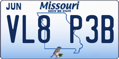 MO license plate VL8P3B