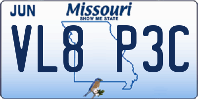 MO license plate VL8P3C