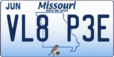 MO license plate VL8P3E