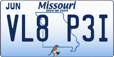 MO license plate VL8P3I