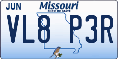 MO license plate VL8P3R