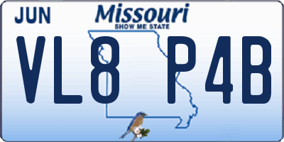 MO license plate VL8P4B
