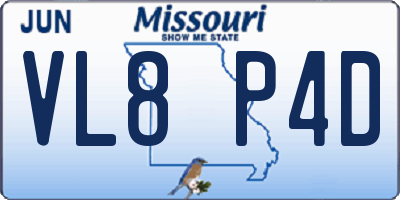 MO license plate VL8P4D