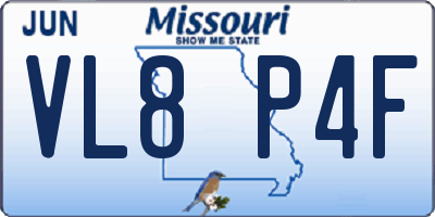 MO license plate VL8P4F