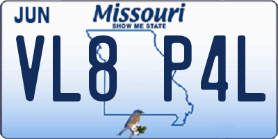 MO license plate VL8P4L
