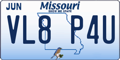 MO license plate VL8P4U