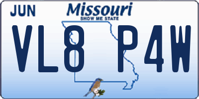 MO license plate VL8P4W