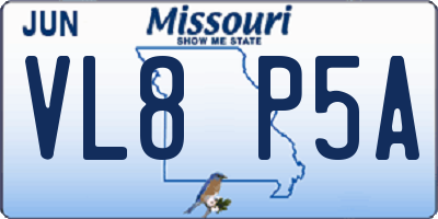 MO license plate VL8P5A