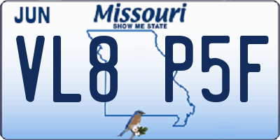 MO license plate VL8P5F