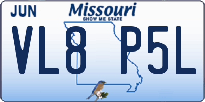 MO license plate VL8P5L