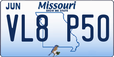 MO license plate VL8P5O