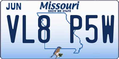 MO license plate VL8P5W