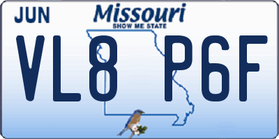 MO license plate VL8P6F