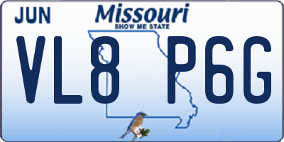 MO license plate VL8P6G