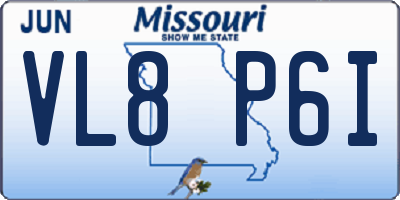 MO license plate VL8P6I