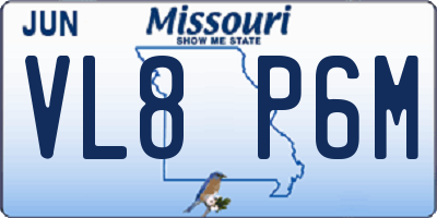 MO license plate VL8P6M