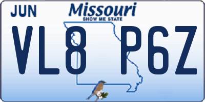 MO license plate VL8P6Z