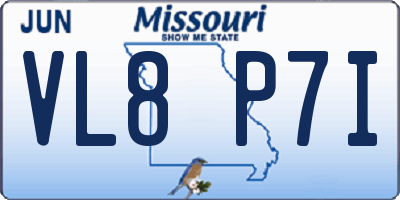 MO license plate VL8P7I