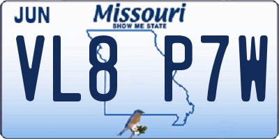 MO license plate VL8P7W