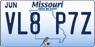 MO license plate VL8P7Z