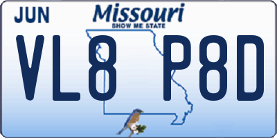 MO license plate VL8P8D