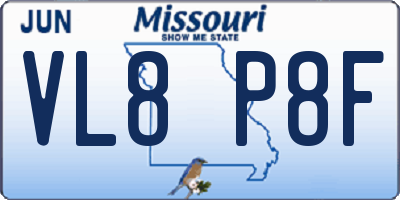 MO license plate VL8P8F