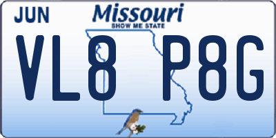 MO license plate VL8P8G