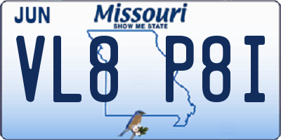 MO license plate VL8P8I