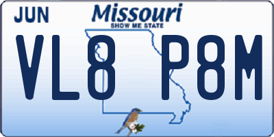 MO license plate VL8P8M